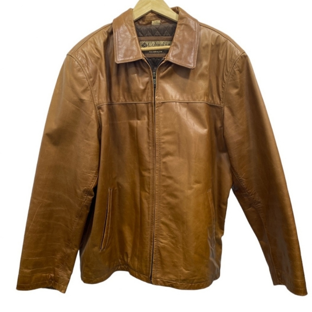 Men’s Brown Leather Columbia Sportswear Company Jacket Size Large